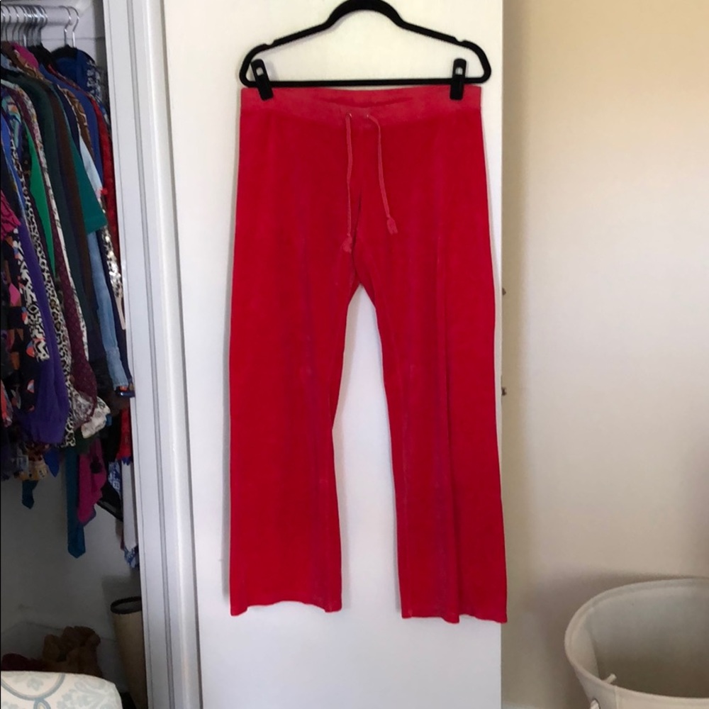 Juicy Couture Red Velour Pants Size Large